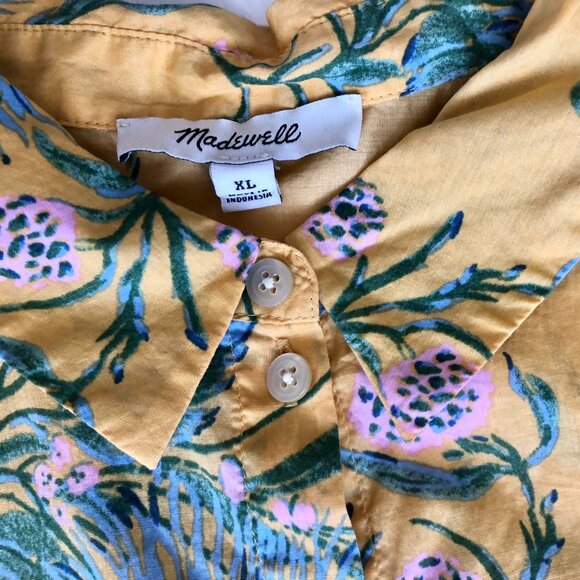 Madewell Floral Flutter Sleeve Blouse, XL - Picture 4 of 10